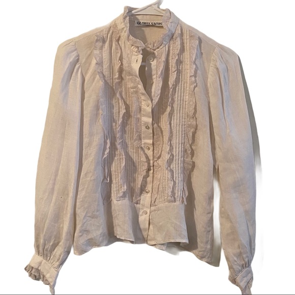 GLORIA SACHS vintage RUFFLE blouse top - Picture 2 of 5
